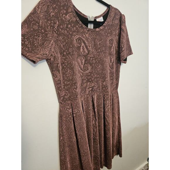 Mauve Embossed Lularoe Amelia Dress Xl - Picture 2 of 8